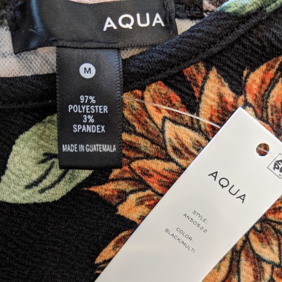 AQUA Dress Mini Halter Casual Black Multi New Sz M - Picture 3 of 7